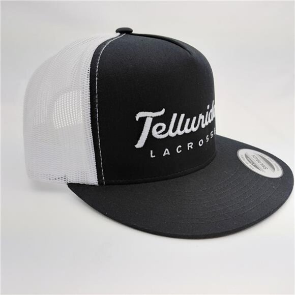 Telluride Lacrosse Hat Cap Black White Embroidered Flat Bill Mesh Snapback New